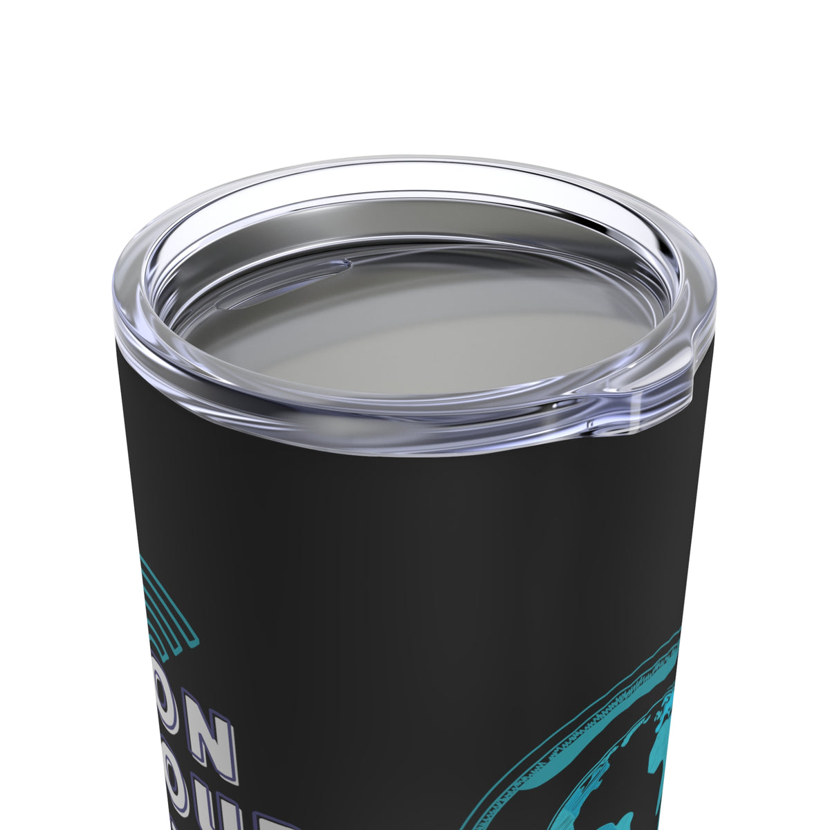 Close up of tumbler lid which is clear.