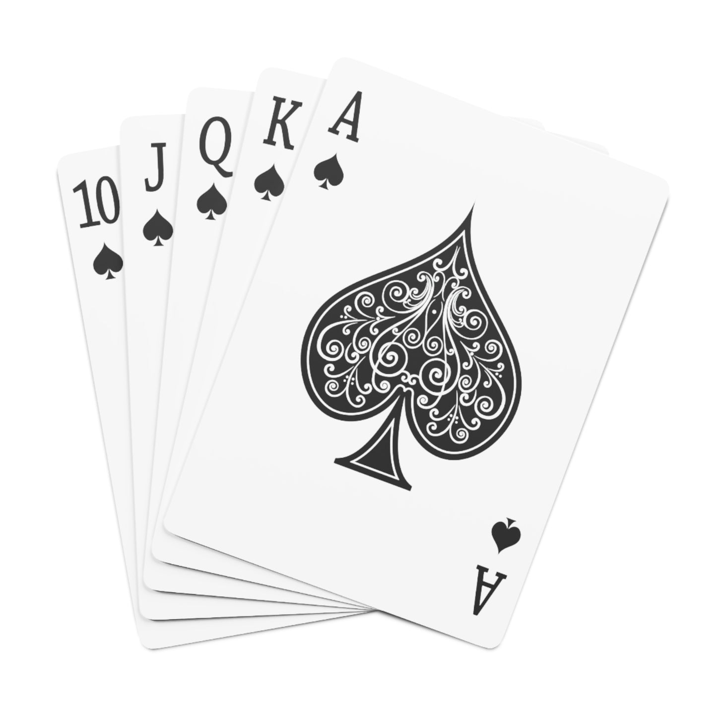 Reverse showing a royal flush of spades.