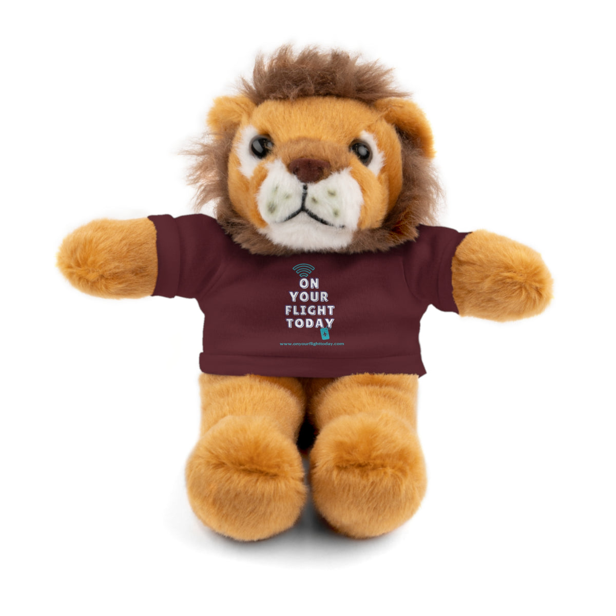 Lion wearing OYFT tee in maroon.