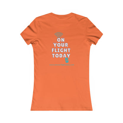Orange back of tee with the On Your Flight Today logo 