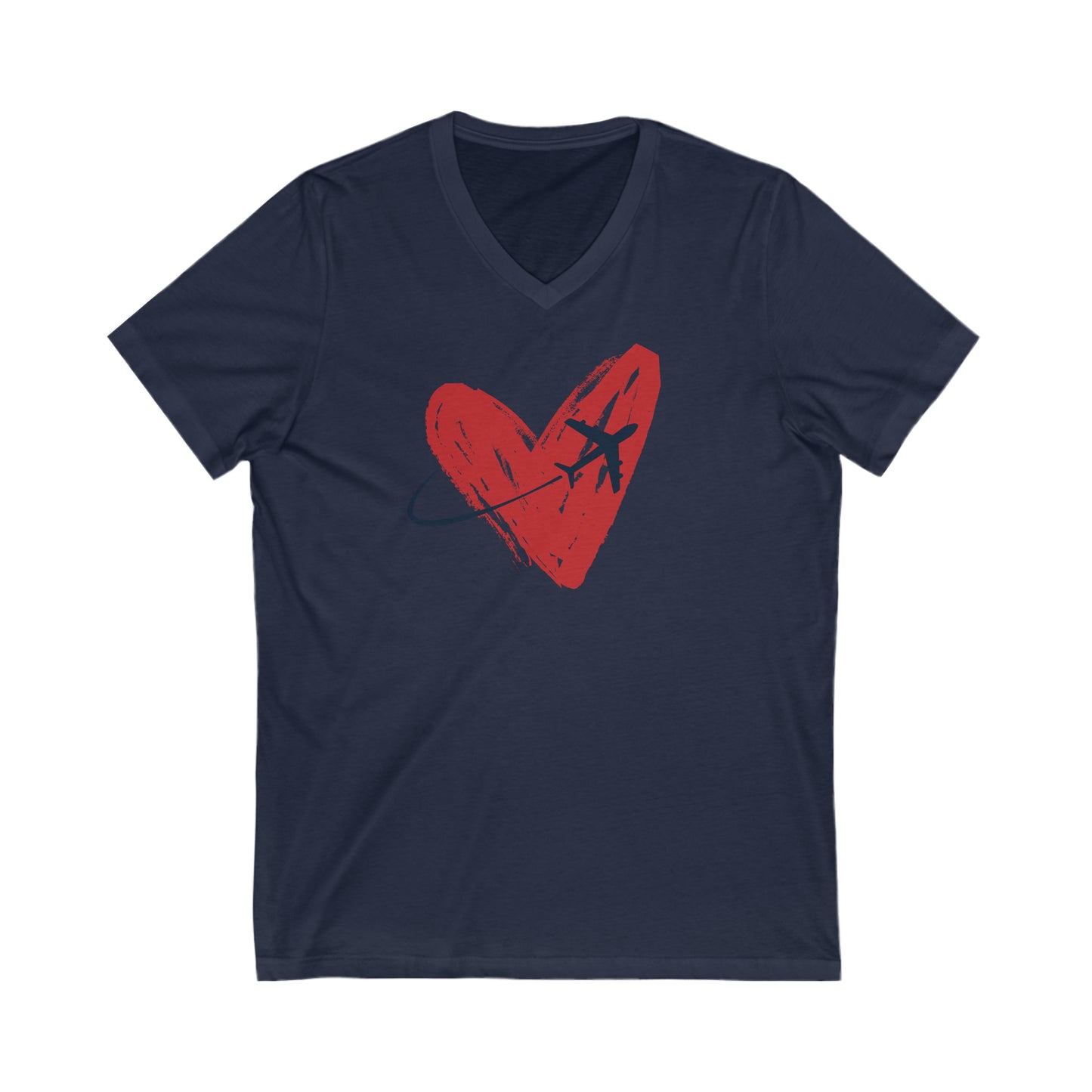 Navy  tee with red heart and airplane 