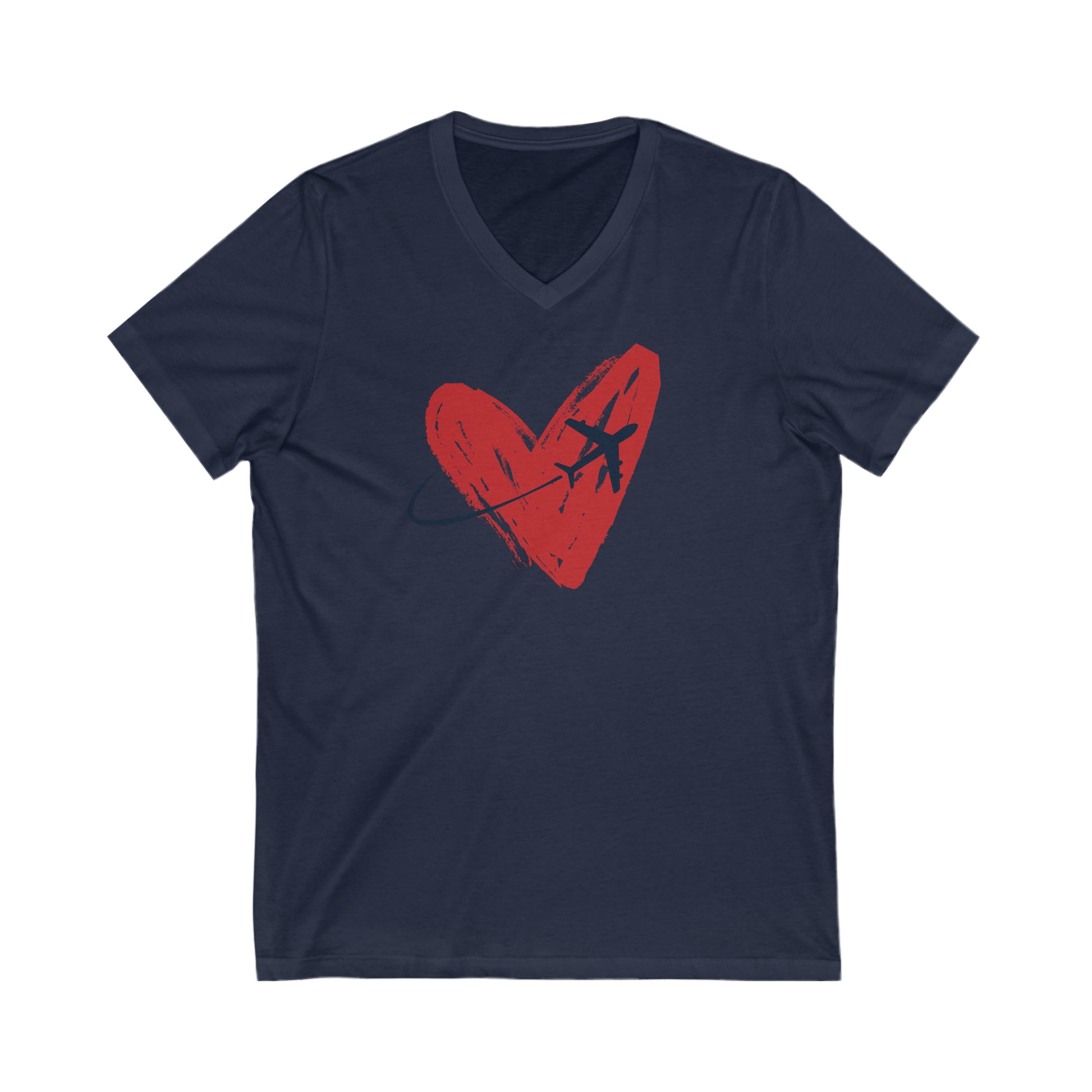 Navy  tee with red heart and airplane 