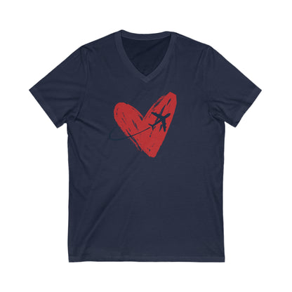 Navy  tee with red heart and airplane 