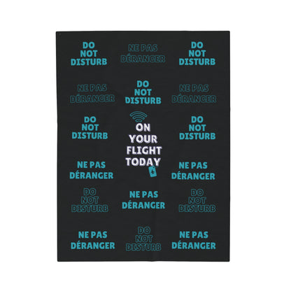 Black blanket with text 'Do not disturb / Ne pas deranger' printed in green with the OYFT logo in the center.