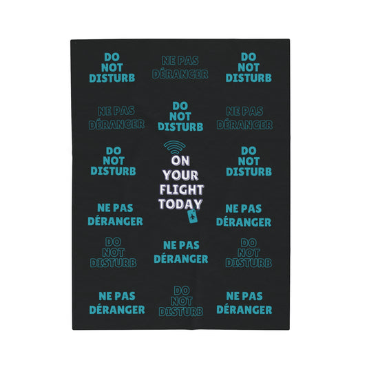 Black blanket with text 'Do not disturb / Ne pas deranger' printed in green with the OYFT logo in the center.