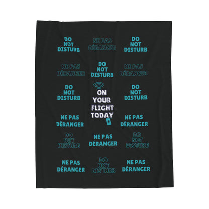 Black blanket with text 'Do not disturb / Ne pas deranger' printed in green with the OYFT logo in the center.