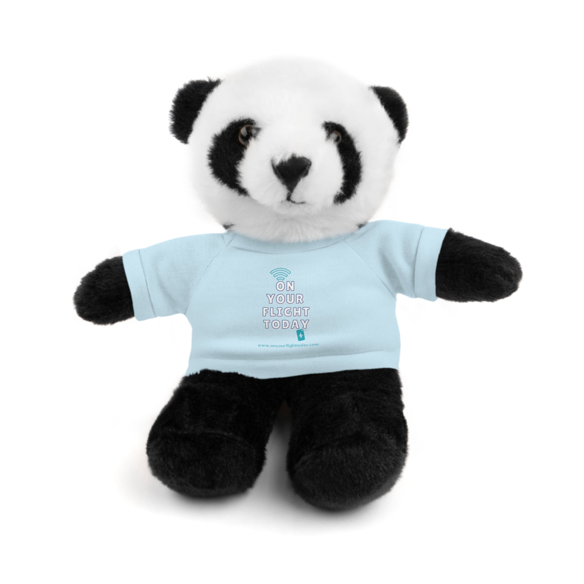 Panda bear wearing OYFT tee in light blue. 