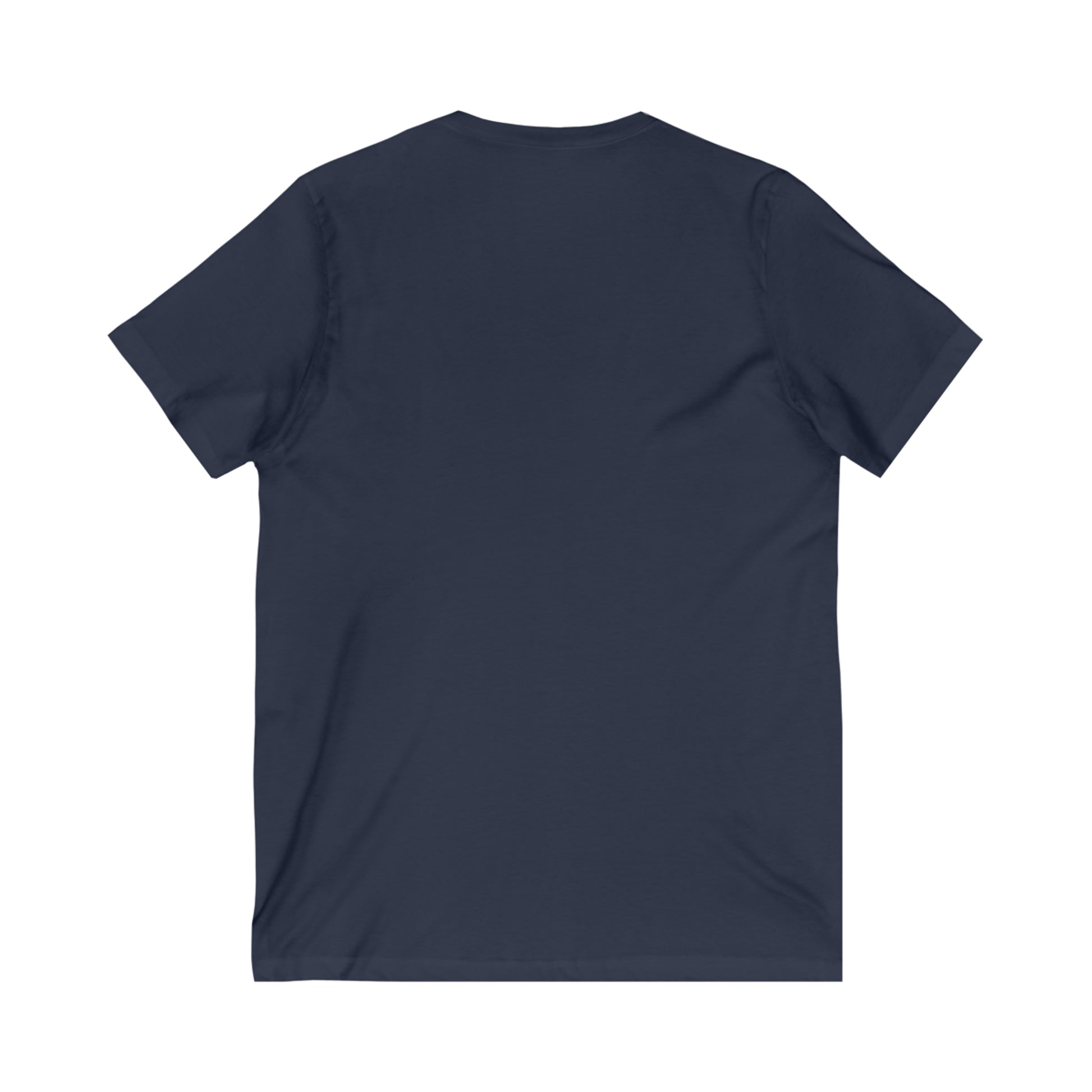 Navy back of tee is plain. 