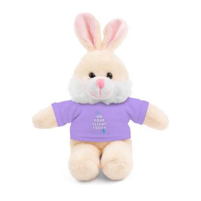 Bunny rabbit wearing OYFT tee in lavender. 