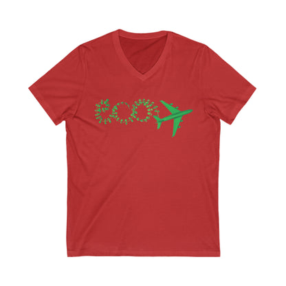 Red  tee with text eco and green plane. 