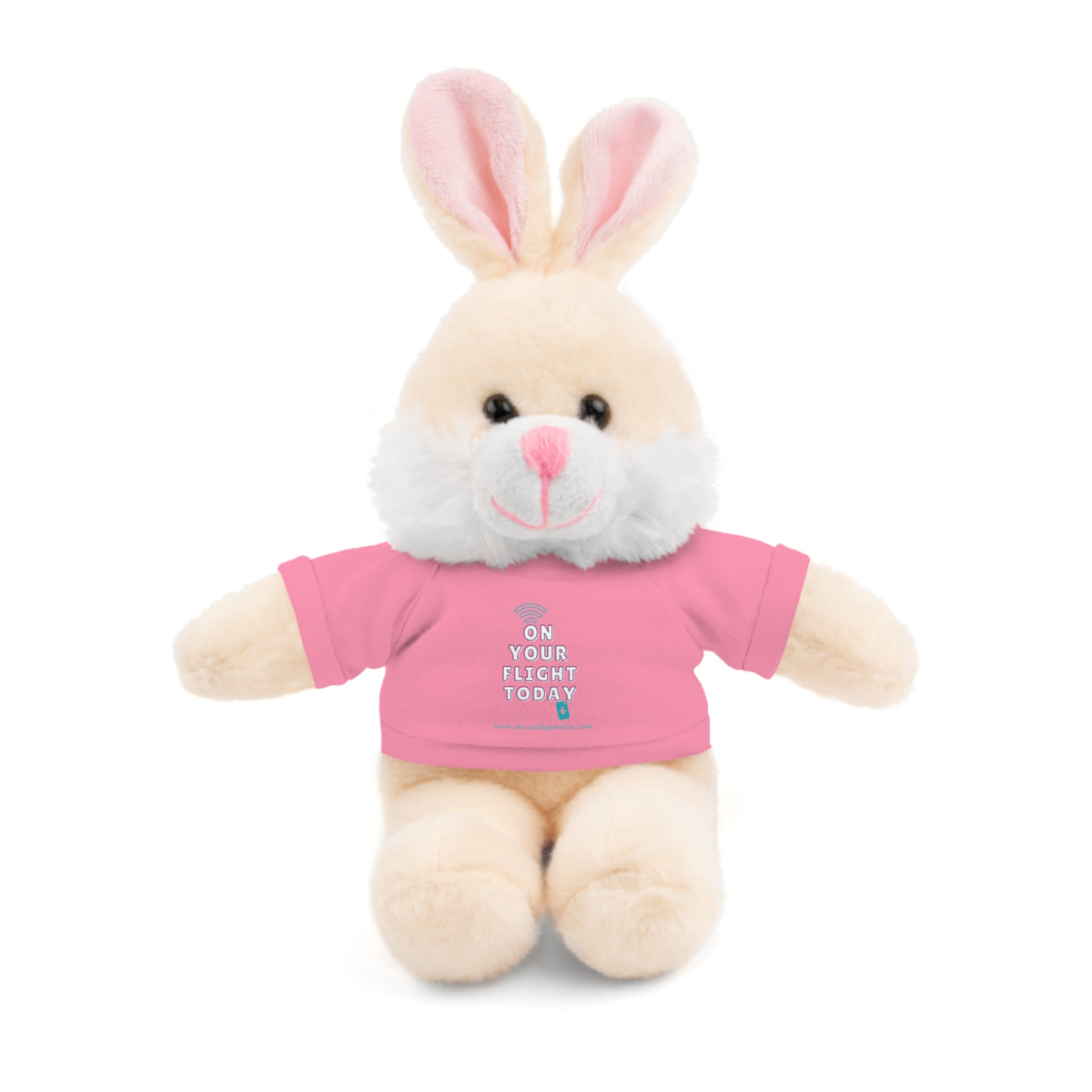 Bunny wearing OYFT tee in pink.