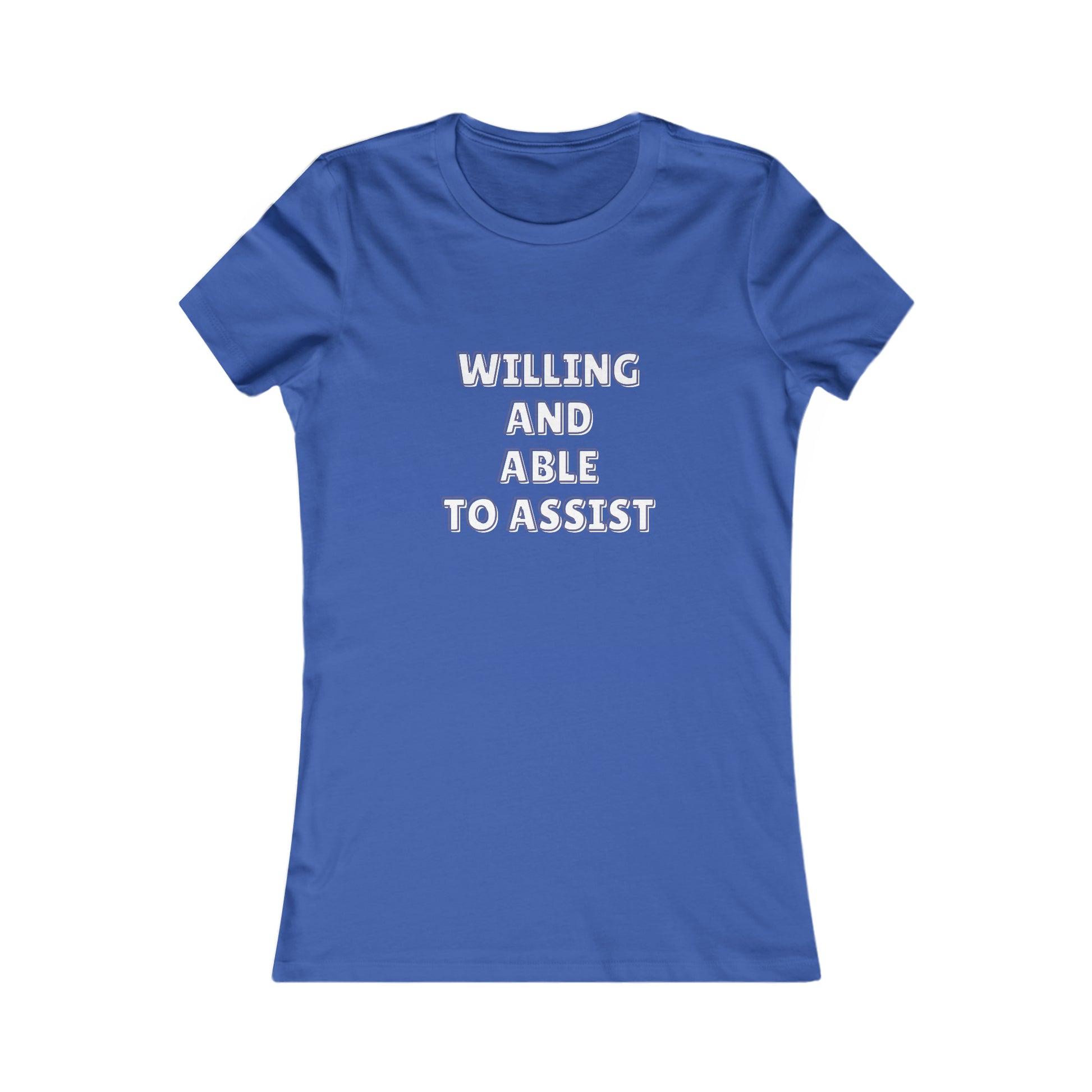 True Royal  with text 'Willing and able to assist' in white text.