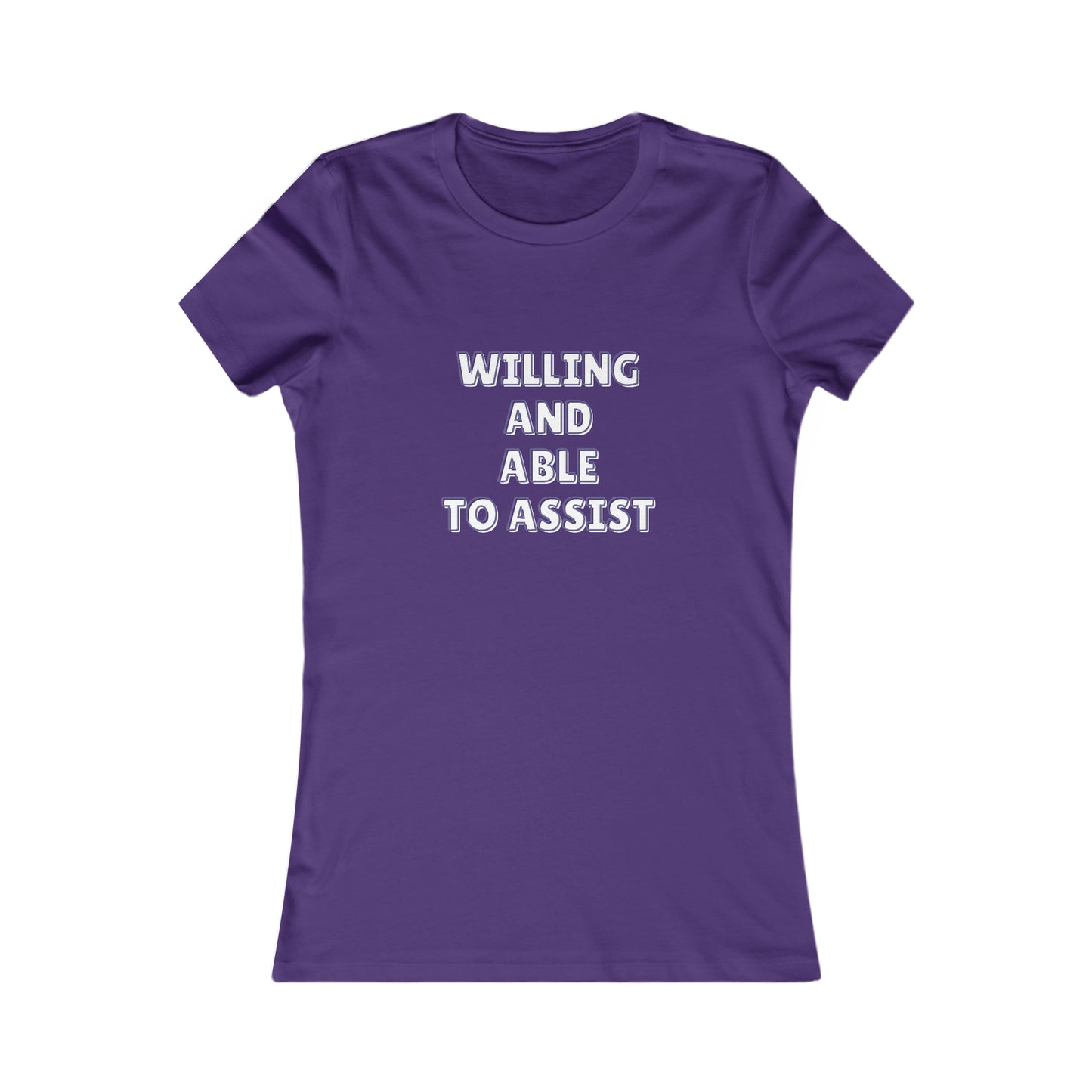 Team Purple  with text 'Willing and able to assist' in white text.