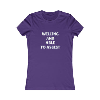 Team Purple  with text 'Willing and able to assist' in white text.