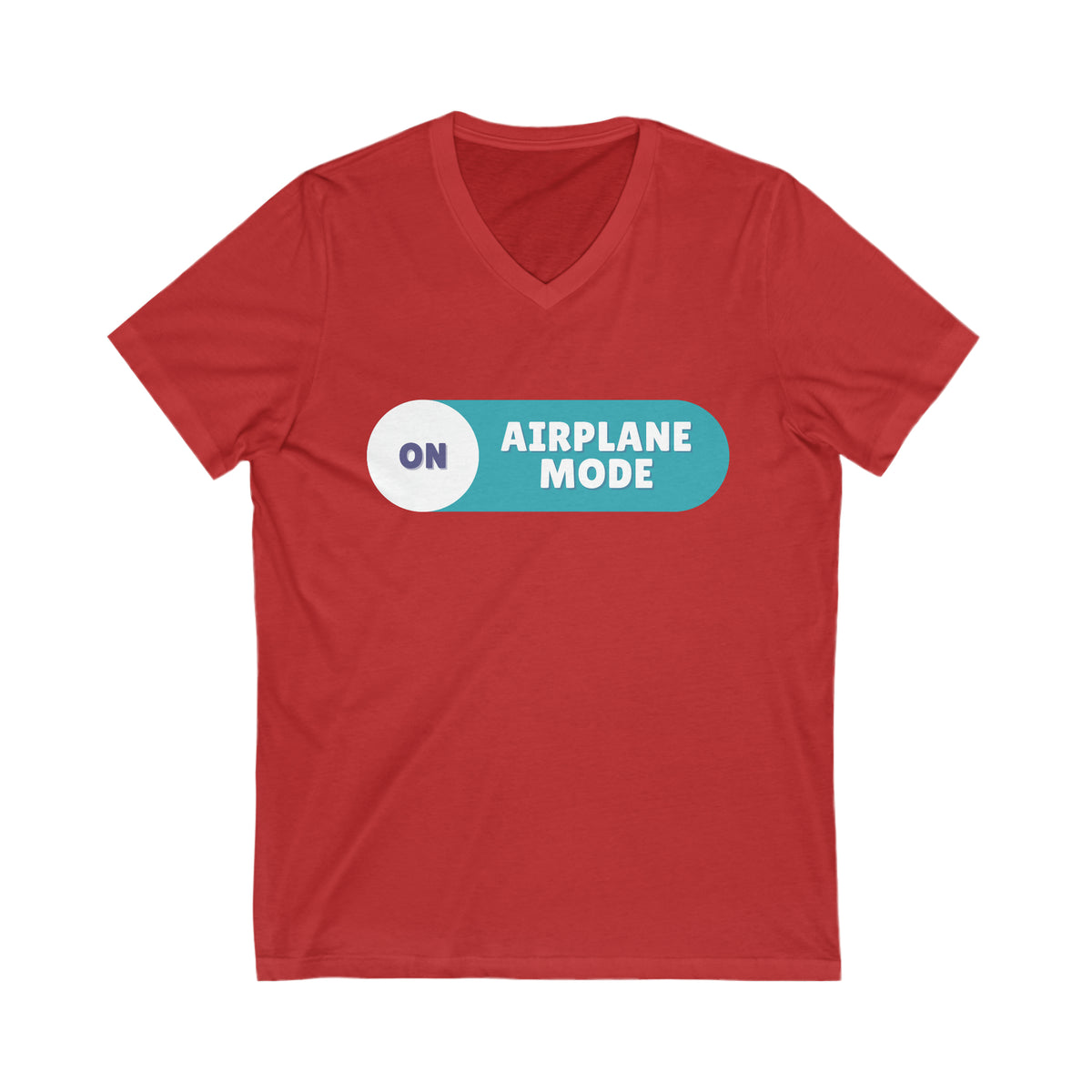 Red  tee with the text Airplane Mode On 
