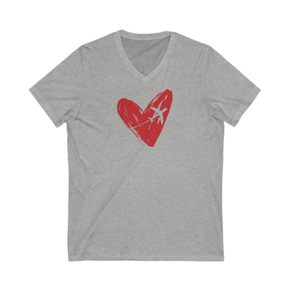 Gray tee with red heart and airplane 