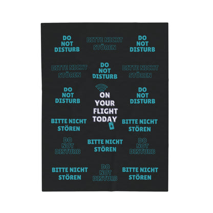 Black blanket with text 'Do not disturb' and 'Bitte nicht storen' wit OYFT logo in the middle.