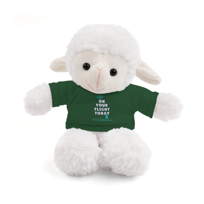 White sheep wearing OYFT tee in green. 