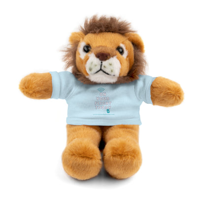 Lion wearing OYFT tee in light blue.