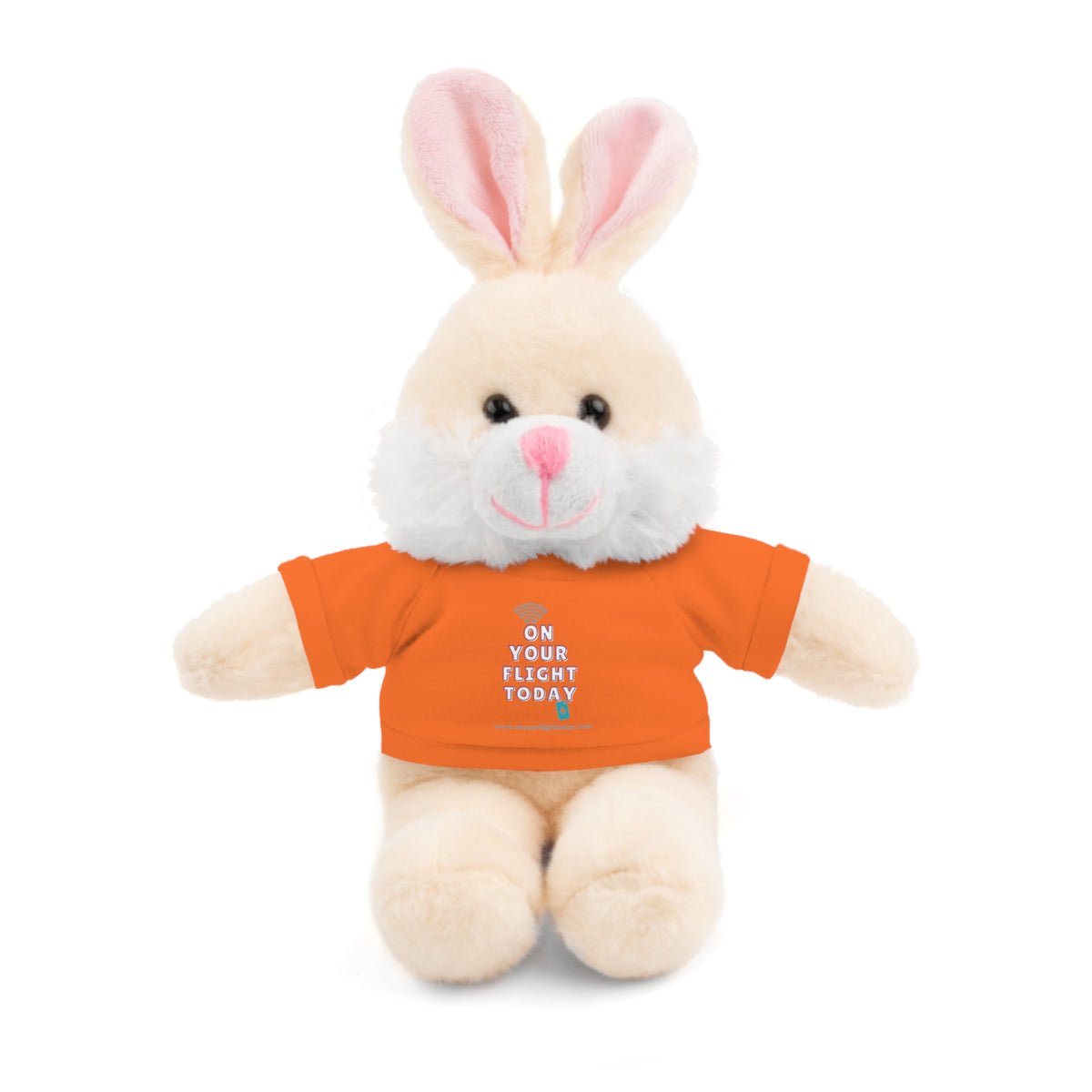 Bunny wearing OYFT tee in orange.