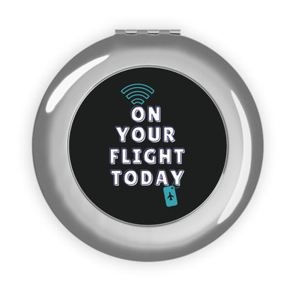 OYFT compact mirror view from top showing OYFT logo