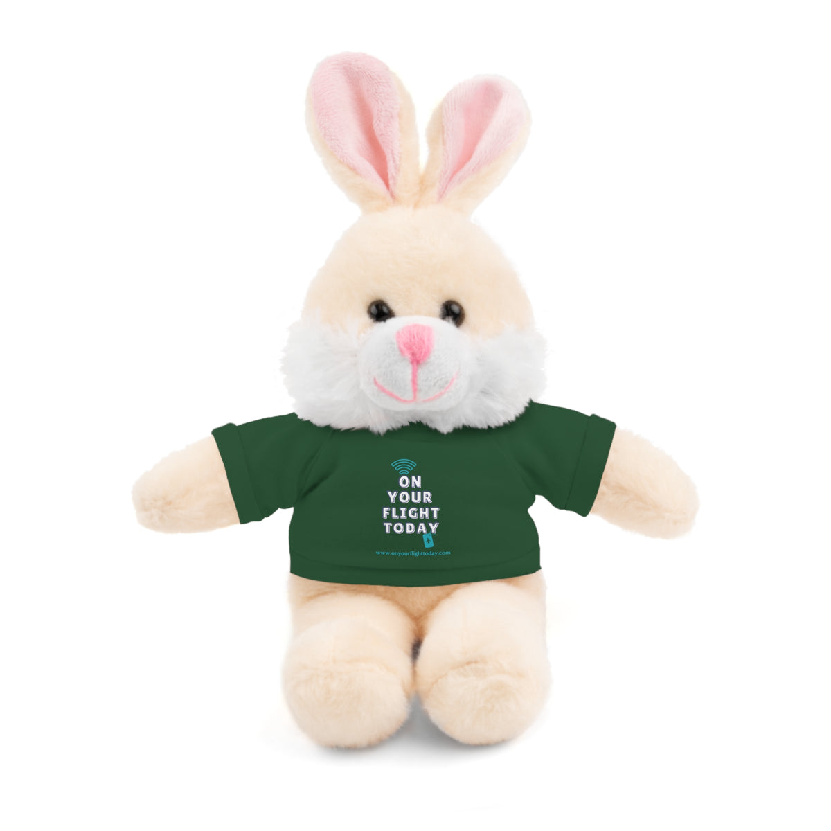 Bunny rabbit  wearing OYFT tee in green.