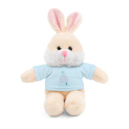 Bunny rabbit wearing OYFT tee in light blue.