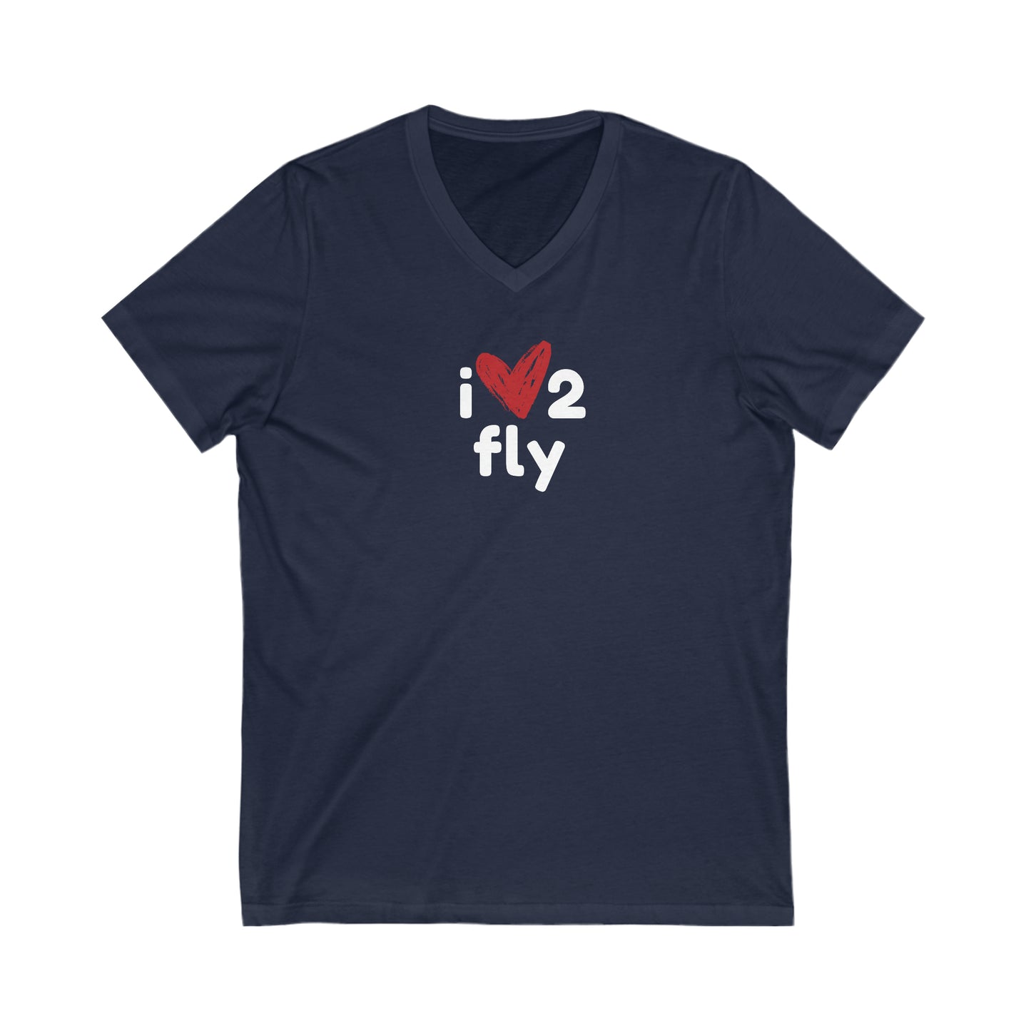 Navy  tee with text 'I' then a heart shape then '2' and below text 'fly'