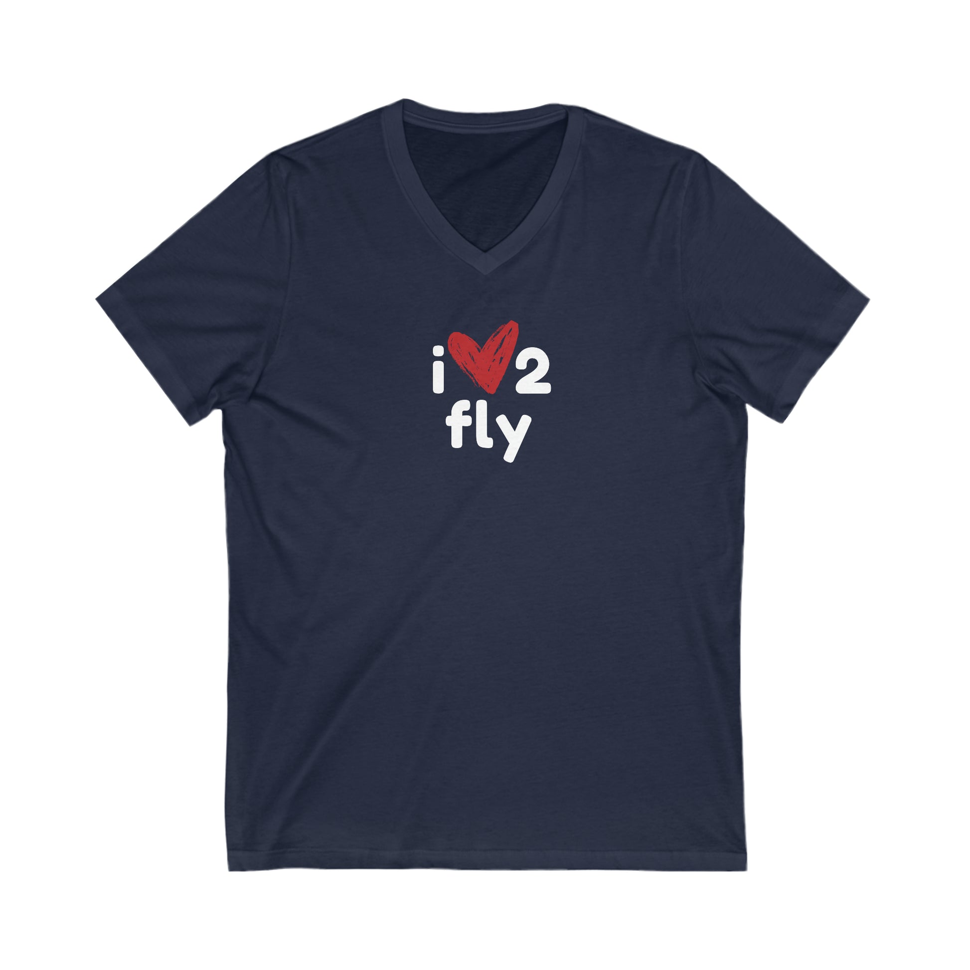 Navy  tee with text 'I' then a heart shape then '2' and below text 'fly'
